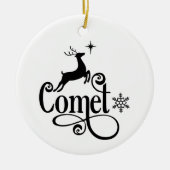かわいいサンタ・トナカイの名前コメットクリスマス セラミックオーナメント (正面)