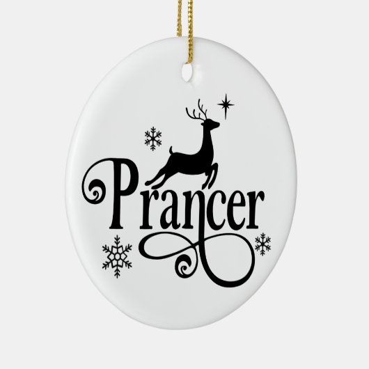 かわいいサンタ・トナカイの名前プランサー・クリスマス セラミックオーナメント (右)