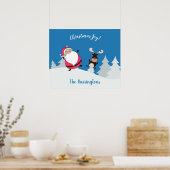 かわいいサンタ&トナカイカスタム文字ポスター ポスター (キッチン)