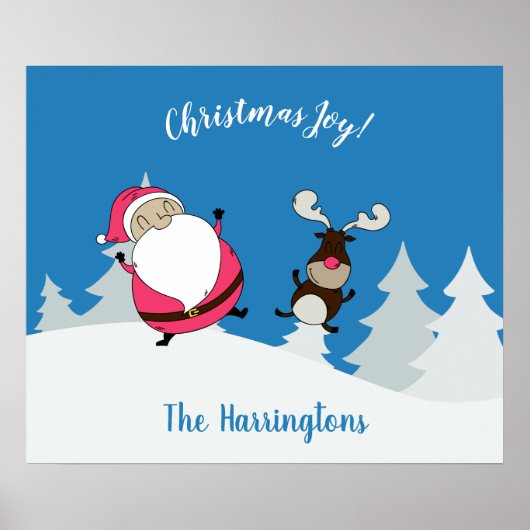 かわいいサンタ&トナカイカスタム文字ポスター ポスター (正面)