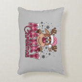 かわいいサンタ・トナカイ灰色メリークリスマス アクセントクッション (正面(垂直))