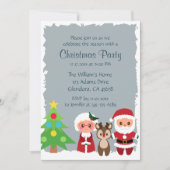 かわいいサンタ | トナカイ | 雪の結晶 クリスマスパーティー 招待状 (正面)