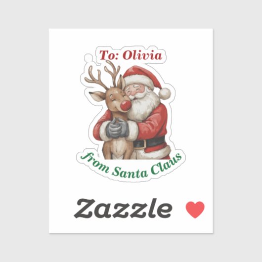 かわいいサンタ&トナディアハグカスタムビニールクリスマス シール (シート)