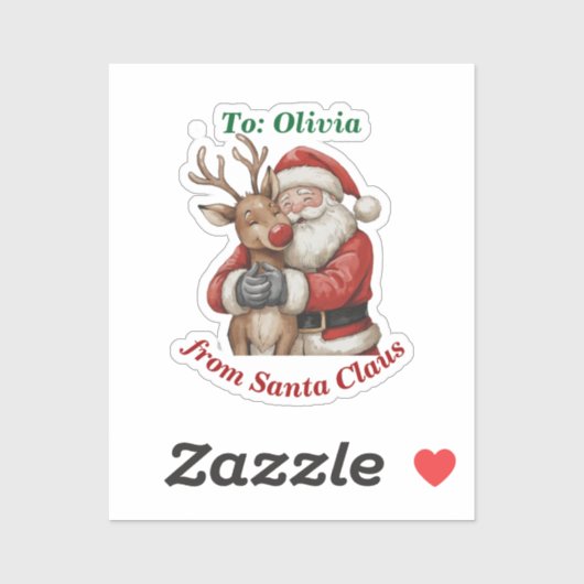 かわいいサンタ&トナディアハグカスタムビニールクリスマス シール (シート)