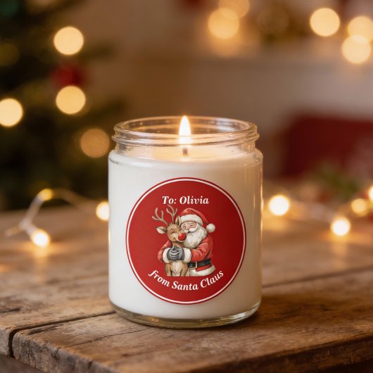 かわいいサンタ&トナディアハグカスタムレッドクリスマス ラウンドシール