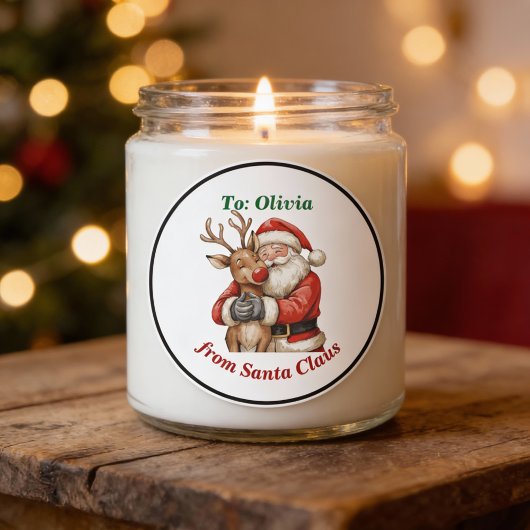 かわいいサンタ&トナディアハグカスタムレッドクリスマス ラウンドシール