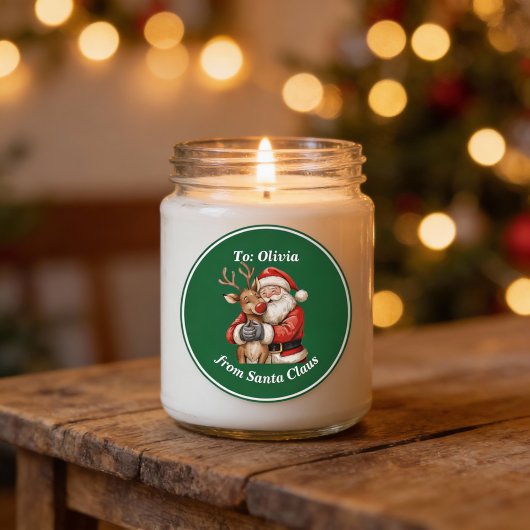 かわいいサンタ&トナディアハグカスタムレッドクリスマス ラウンドシール