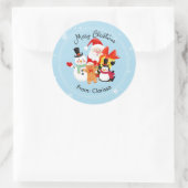 かわいいサンタ&フレンズのクリスマスステッカー ラウンドシール (バッグ)