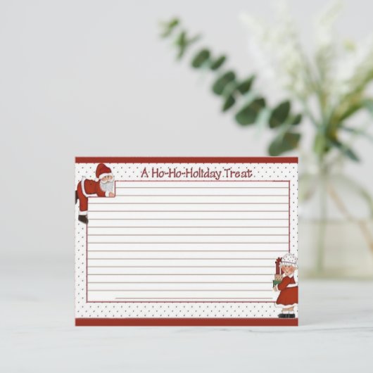 かわいいサンタ/ミセスクロース空白のレシピカード シーズンポストカード (スタンド正面)