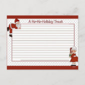 かわいいサンタ/ミセスクロース空白のレシピカード シーズンポストカード (裏面)