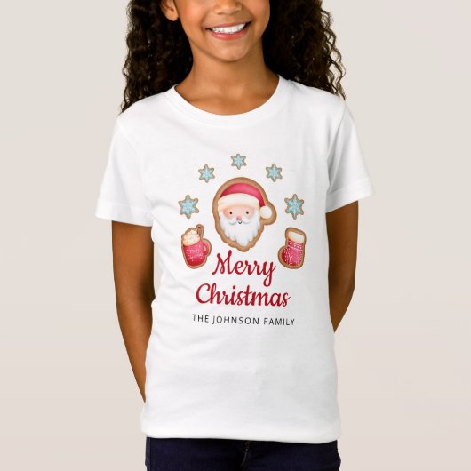 かわいいサンタ メリークリスマス キッズ Tシャツ (正面)