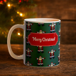 かわいいサンタ メリークリスマス!サンタクロースの模様 コーヒーマグカップ