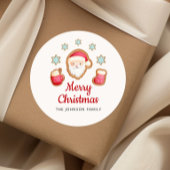 かわいいサンタ メリークリスマス ラウンドシール