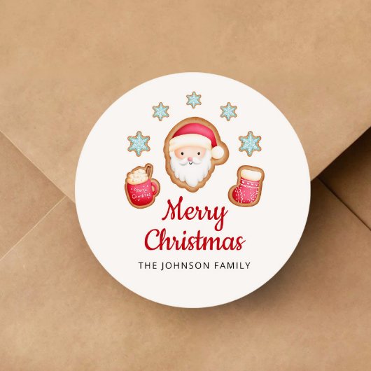 かわいいサンタ メリークリスマス ラウンドシール