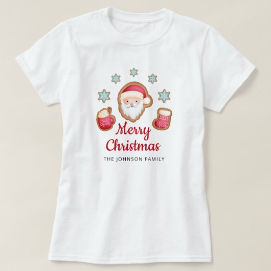 かわいいサンタ メリークリスマス Tシャツ (デザイン正面)