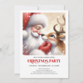 かわいいサンタ ルドルフ ホリデー チア ファミリー ファン パーティ 招待状 (正面)