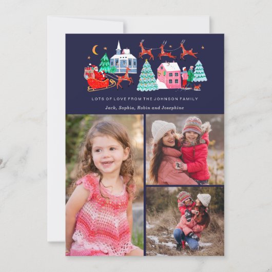 かわいいサンタ・ヴィンテージ・クリスマス3枚 シーズンカード (正面)