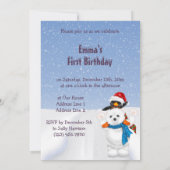 かわいいサンタ&小包の雪景色1st誕生日 招待状 (裏面)