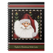かわいいサンタ 赤と緑のクリスマス 子供の願いリスト ノートブック (正面)