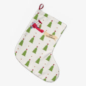 かわいいサンタ&飛行機、初めてのクリスマスパーソナライズされた、 ラージクリスマスストッキング (正面 (吊り時))