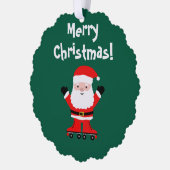 かわいいサンタonローラースケート紙クリスマス オーナメントカード (左)