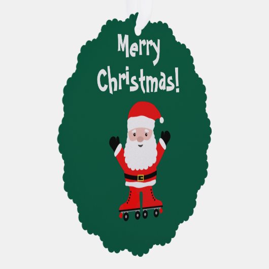 かわいいサンタonローラースケート紙クリスマス オーナメントカード (右)
