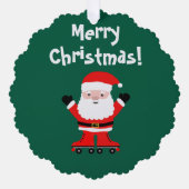 かわいいサンタonローラースケート紙クリスマス オーナメントカード (正面)