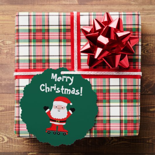 かわいいサンタonローラースケート紙クリスマス オーナメントカード (インサイチュ (ギフト))