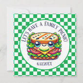 かわいいサンドイッチピクニックパーティー 招待状 (正面)