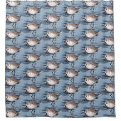 かわいいサンドパイパーが冬の海岸を徘徊 シャワーカーテン (正面)