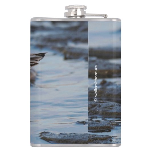 かわいいサンドパイパーが冬の海岸を徘徊 フラスク (裏面)