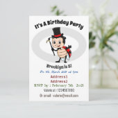 かわいいサンバルタとネクタイの帽子をかぶった漫画の虫 招待状 (スタンド正面)