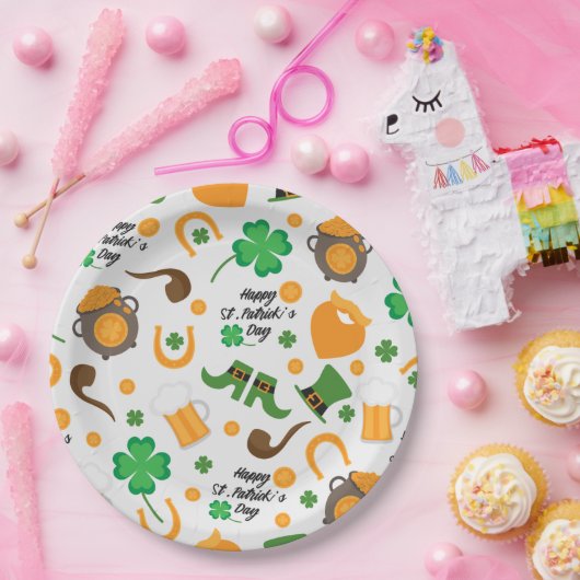 かわいいサンパディの日アイルランド風の模様 ペーパープレート (パーティー)
