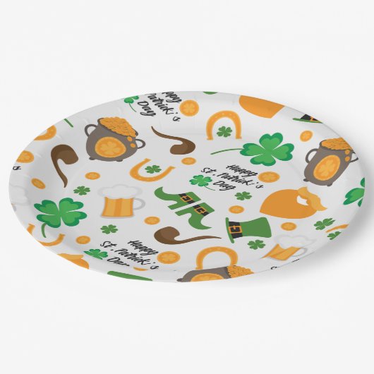 かわいいサンパディの日アイルランド風の模様 ペーパープレート (アングル)