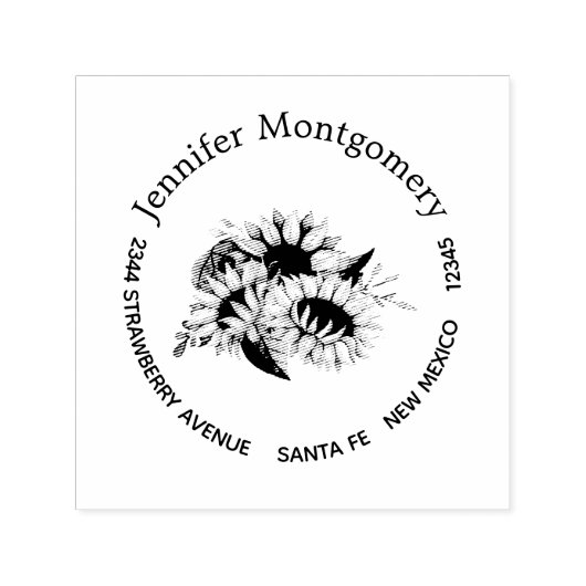 かわいいサンフラワーブーケ新鮮&サマリー セルフインキングスタンプ (デザイン)