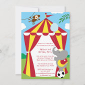かわいいサーカスのテーマの男の子/女の子の誕生会の招待 招待状 (正面)
