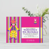 かわいいサーカスのピエロの誕生日のパーティの招待状 招待状 (スタンド正面)