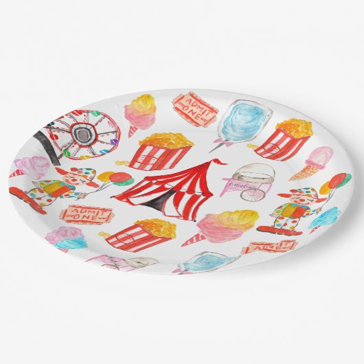 かわいいサーカスカーニバルフェスティバル子供たちパーティー ペーパープレート (アングル)