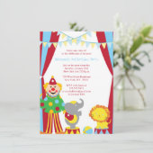 かわいいサーカステーマの男の子/女の子の誕生日パーティーの招待状 招待状 (スタンド正面)