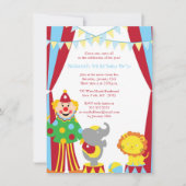 かわいいサーカステーマの男の子/女の子の誕生日パーティーの招待状 招待状 (正面)