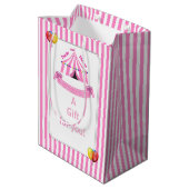 かわいいサーカスバースデーパーティーありがとうピンク ミディアムペーパーバッグ (裏面アングル)