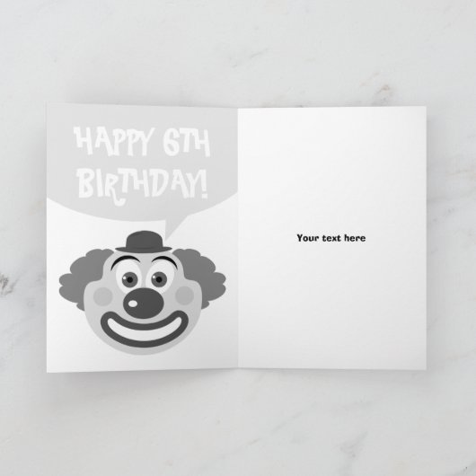 かわいいサーカス付きキッド誕生日カードピエロスケッチ カード (内部)