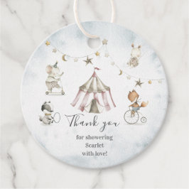 かわいいサーカス動物ベビーシャワーサークルメッセージカード フェイバータグ
