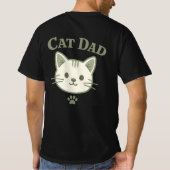 かわいいサージグリーンの猫パパ かわいいキティ Tシャツ (裏面)