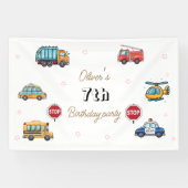 かわいいサービスビークルのお誕生日パーティー 横断幕 (横)