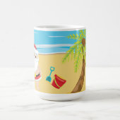 かわいいサーフィンクリスマスサンタクロースオンビーチ コーヒーマグカップ (中央)