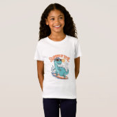かわいいサーフィンダイナソーの夏休み Tシャツ (正面フル)