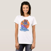かわいいサーフィンパグTシャツ Tシャツ (正面フル)