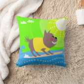 かわいいサーフィン犬 クッション (ブランケット)