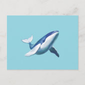 かわいいザトウクジラの泳ぐ絵 ポストカード (正面)